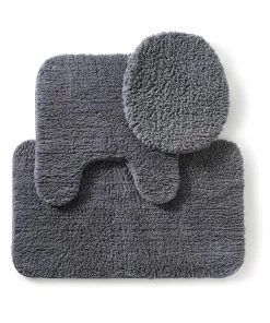 For Living Machine Wash Cotton Non-Slip Back Bath Mat Set, Assorted Colours, 3-pc