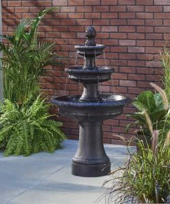 For Living 3-Tier Garden Fountain, 47.24-in, Black