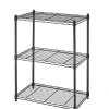 For Living Metal 3-Tier Adjustable Wire Shelving Storage Unit, Black