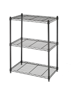 For Living Metal 3-Tier Adjustable Wire Shelving Storage Unit, Black