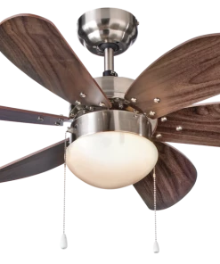 For Living Nordica Reversible 6-Blade 3-Speed Ceiling Fan With LED Lighting, 36-in, Walnut/White