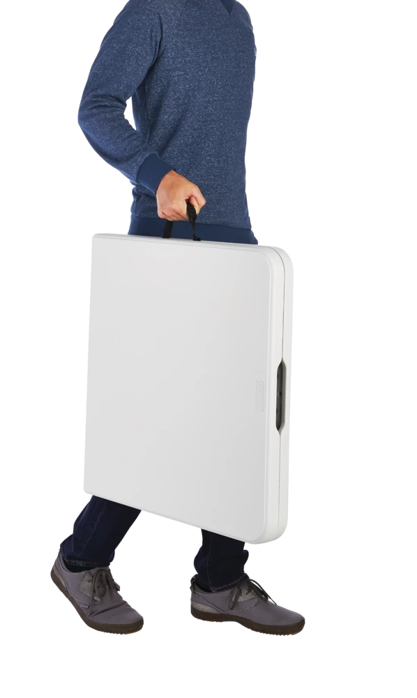 For Living 4-ft Portable Height Adjustable Plastic & Metal Folding Table With Handle, White - Image 3