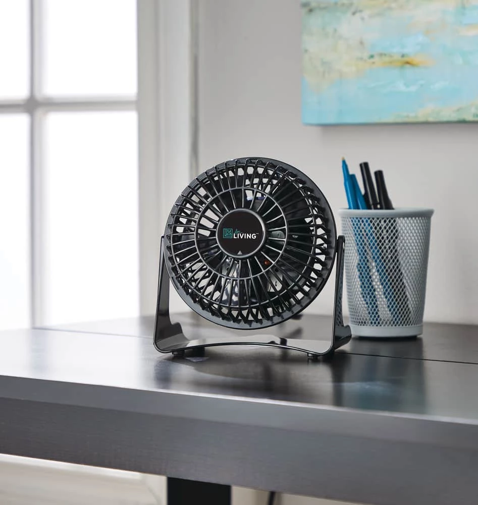 For Living Compact Personal Table/Desk Fan, Single Speed, Black, 4-in - Image 3