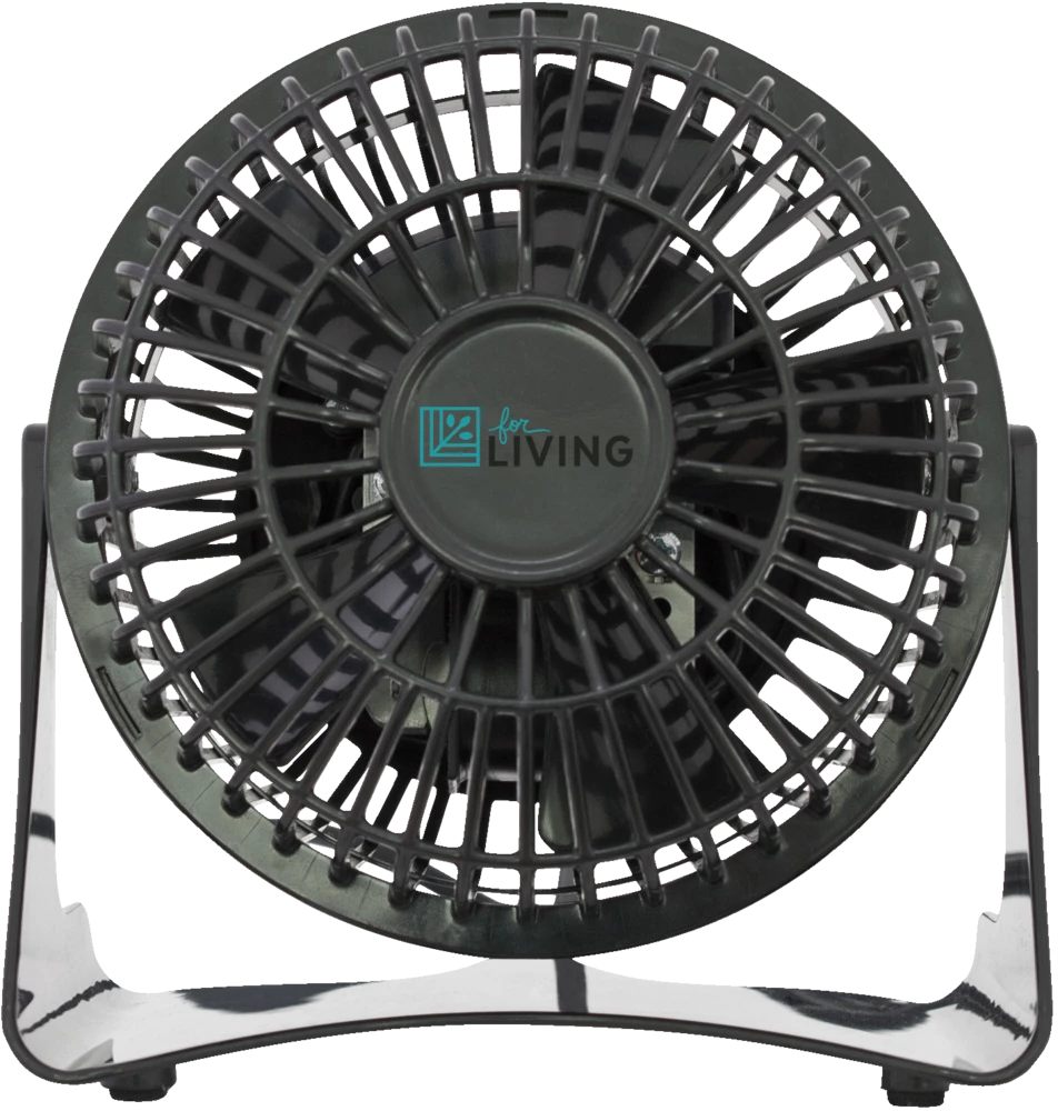 For Living Compact Personal Table/Desk Fan, Single Speed, Black, 4-in