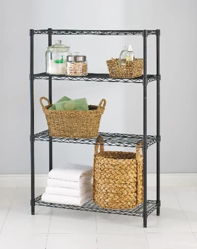 For Living Metal 4-Tier Adjustable Wire Storage Shelves/Unit, Black - Image 2