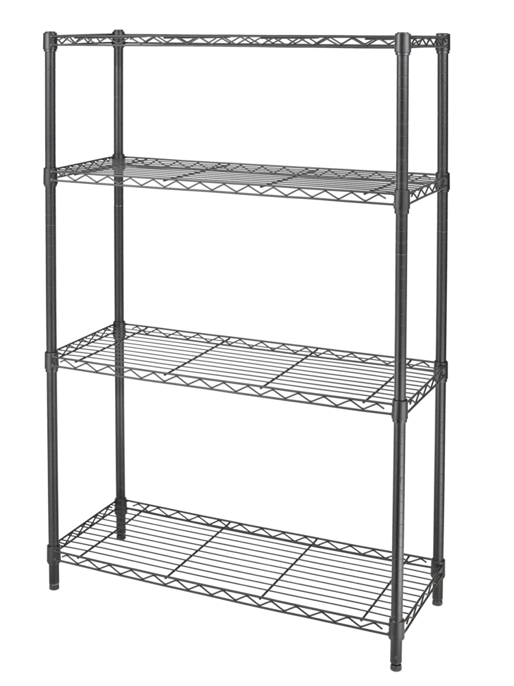 For Living Metal 4-Tier Adjustable Wire Storage Shelves/Unit, Black
