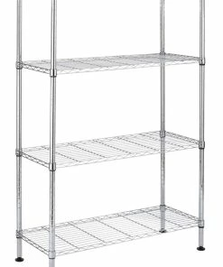 For Living Metal 4-Tier Adjustable Wire Shelving Storage Unit, Chrome