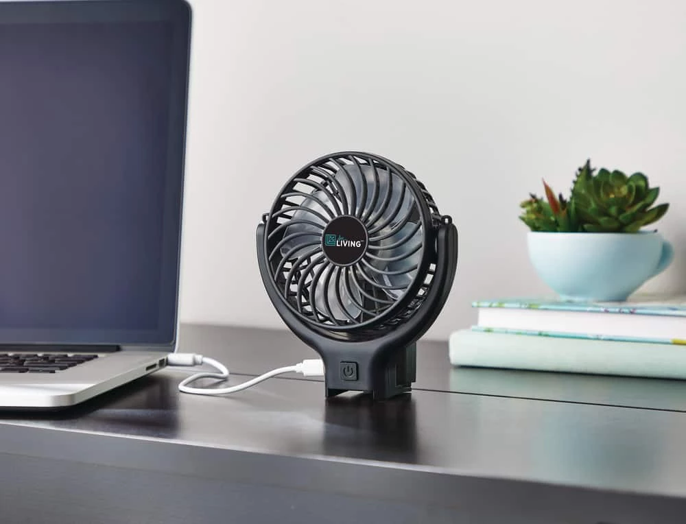 For Living USB & Battery Portable Table/Desk Fan, Black, 4-in - Image 4