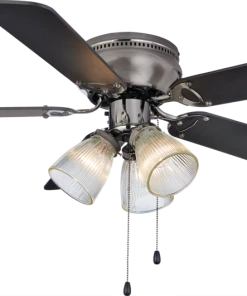 For Living Reversible 5-Blade 3-Speed Ceiling Fan With Lighting, 42-in, Black/Walnut