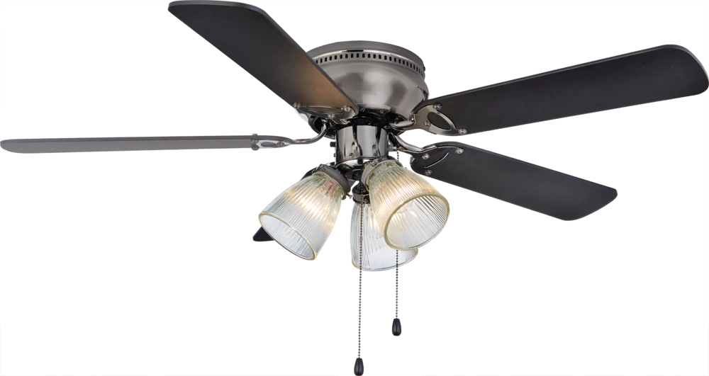 For Living Reversible 5-Blade 3-Speed Ceiling Fan With Lighting, 42-in, Black/Walnut