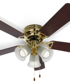 For Living Reversible 5-Blade 3-Speed Ceiling Fan With Lighting, 42-in, Oak/Walnut