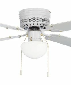 For Living Reversible 4-Blade 3-Speed Ceiling Fan With LED Lighting, 42-in, White/Bleached Oak