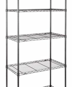 For Living Metal 5-Tier Adjustable Wire Shelving Storage Unit, Black