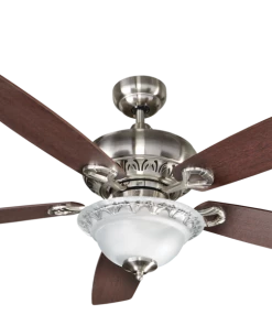 For Living Olympia Reversible 5-Blade 3-Speed Ceiling Fan With Lighting & Remote, 52-in, Wench Wood/Cherry