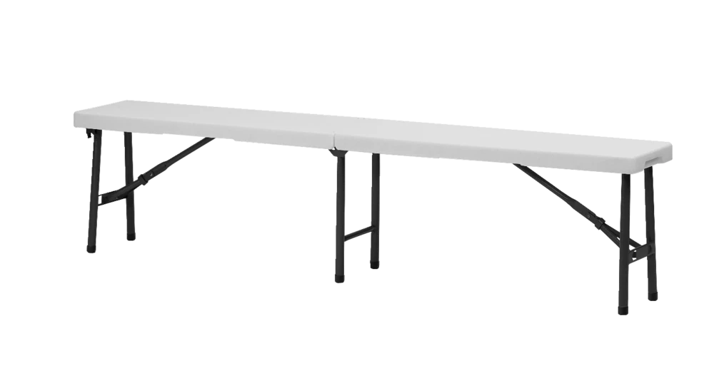 For Living 6-ft Portable Indoor/Outdoor Plastic & Metal Centre Folding Bench, White - Image 2