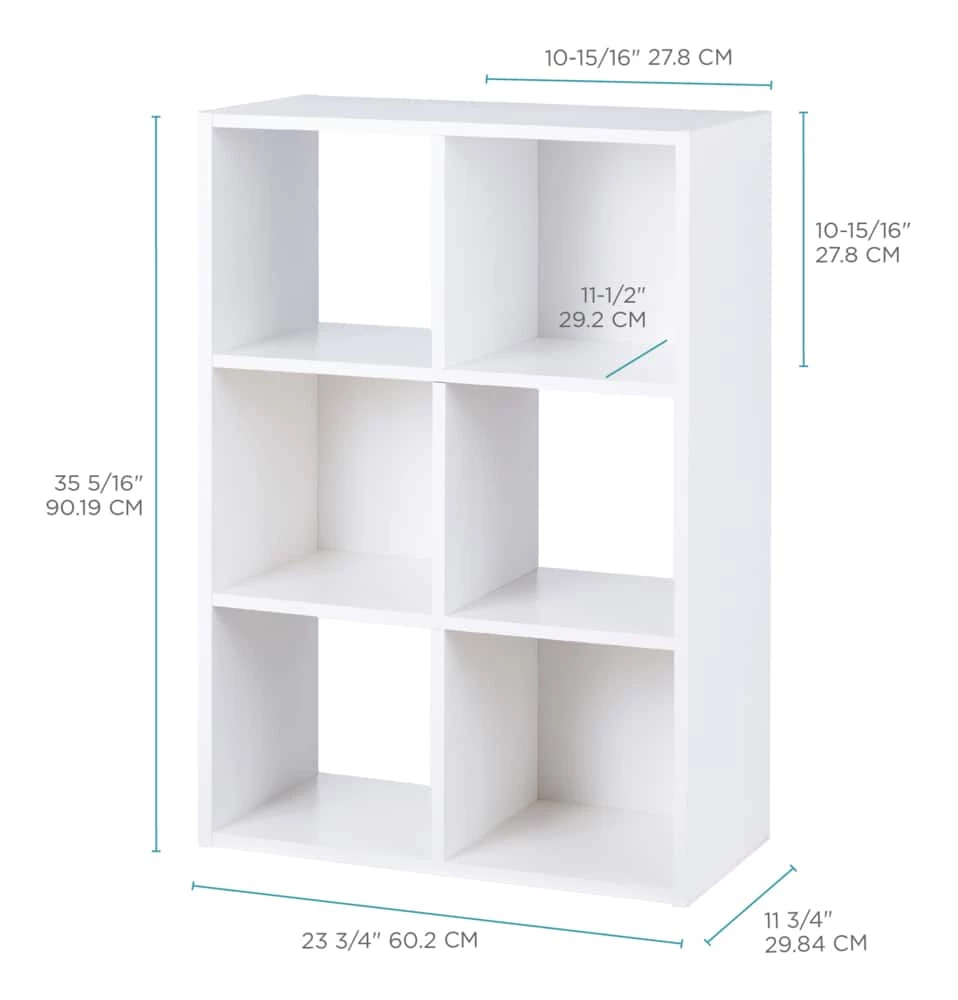 For Living 6-Cube Storage Organizer, Bookcase/Bookshelf, White - Image 6