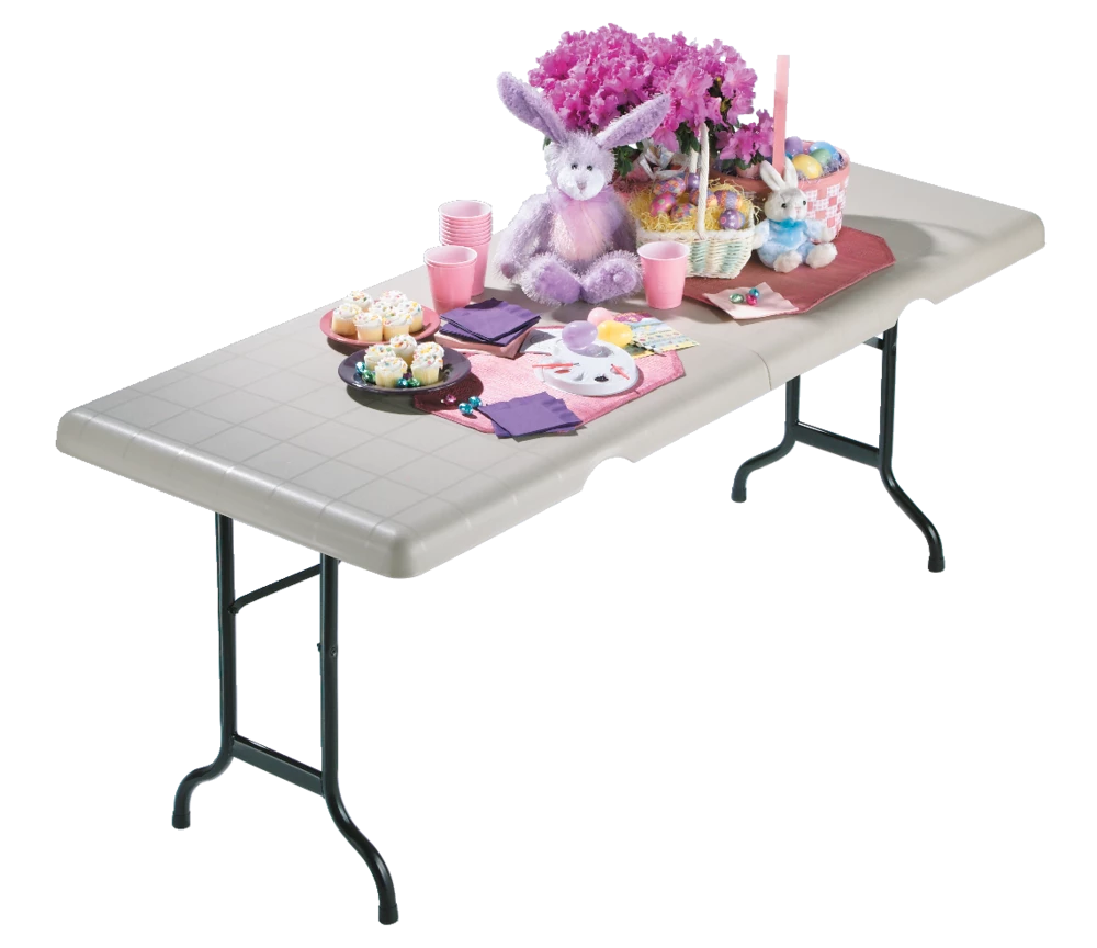 For Living 6-ft Portable Indoor/Outdoor Plastic & Metal Folding Table With Handle, White - Image 9