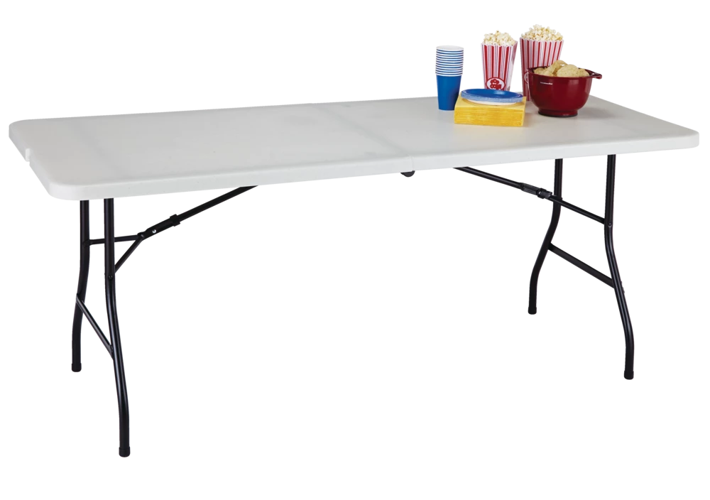 For Living 6-ft Portable Indoor/Outdoor Plastic & Metal Folding Table With Handle, White - Image 10