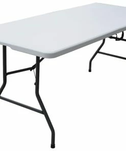 For Living 6-ft Portable Indoor/Outdoor Plastic & Metal Folding Table With Handle, White