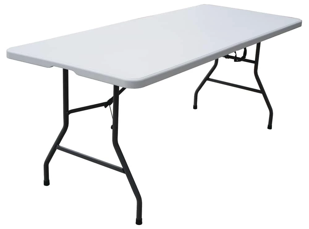 For Living 6-ft Portable Indoor/Outdoor Plastic & Metal Folding Table With Handle, White