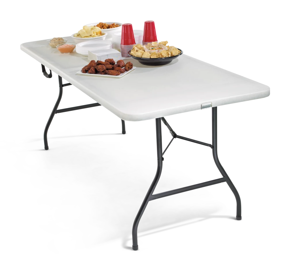 For Living 6-ft Portable Indoor/Outdoor Plastic & Metal Folding Table With Handle, White - Image 7