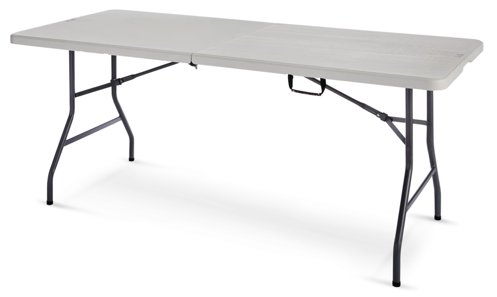 For Living 6-ft Portable Indoor/Outdoor Plastic & Metal Folding Table With Handle, White - Image 3