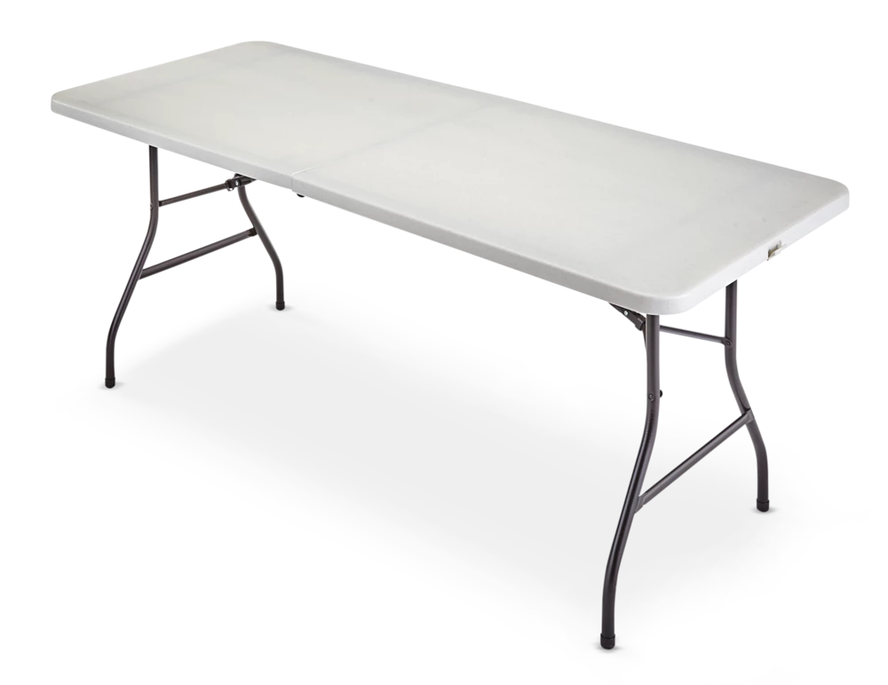 For Living 6-ft Portable Indoor/Outdoor Plastic & Metal Folding Table With Handle, White - Image 2
