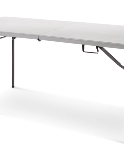 For Living 6-ft Portable Plastic & Metal Folding Table With Handle, Grey
