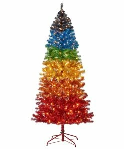 For Living Pre-Lit Rainbow Christmas Tree With Tree Stand, 350 LED Lights, 7-ft