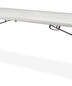 For Living 8-ft Portable Plastic & Metal Folding Table With Handle, White