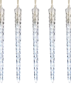 For Living Icicle Christmas Lights, 112 LED Lights, Pure White, 7-ft