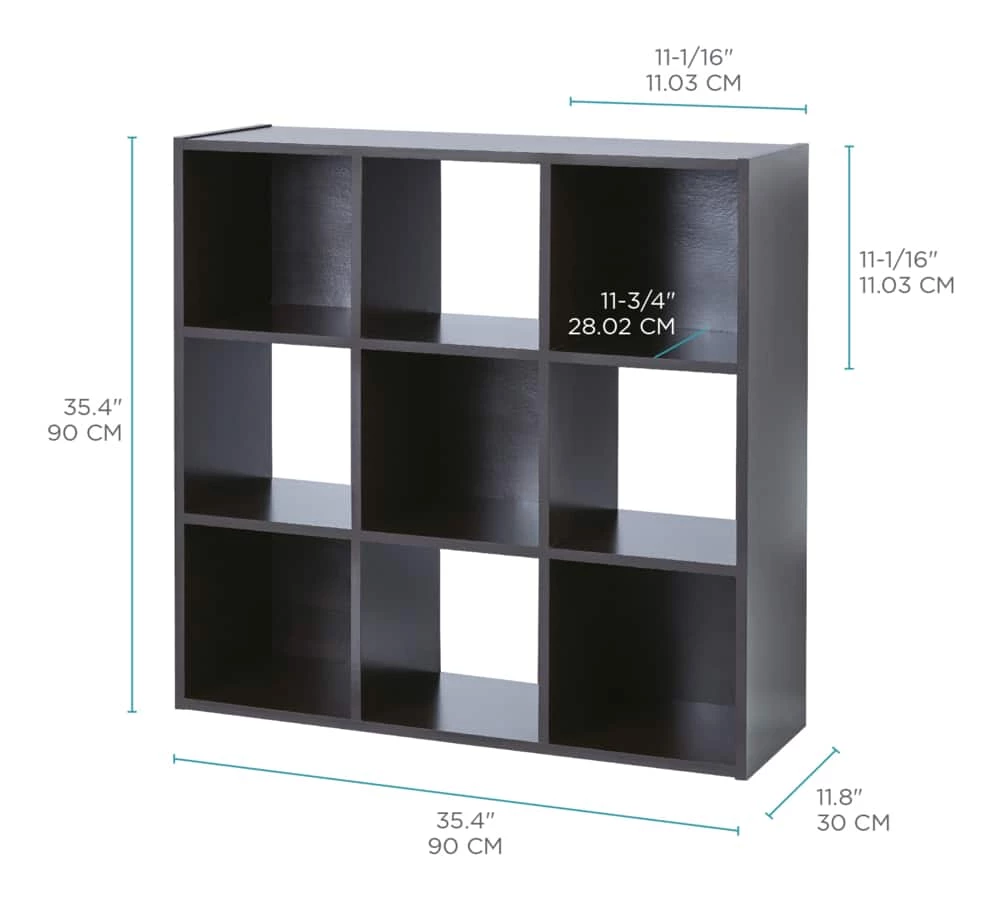 For Living 9-Cube Storage Organizer, Bookcase/Bookshelf, Black Oak Finish - Image 6