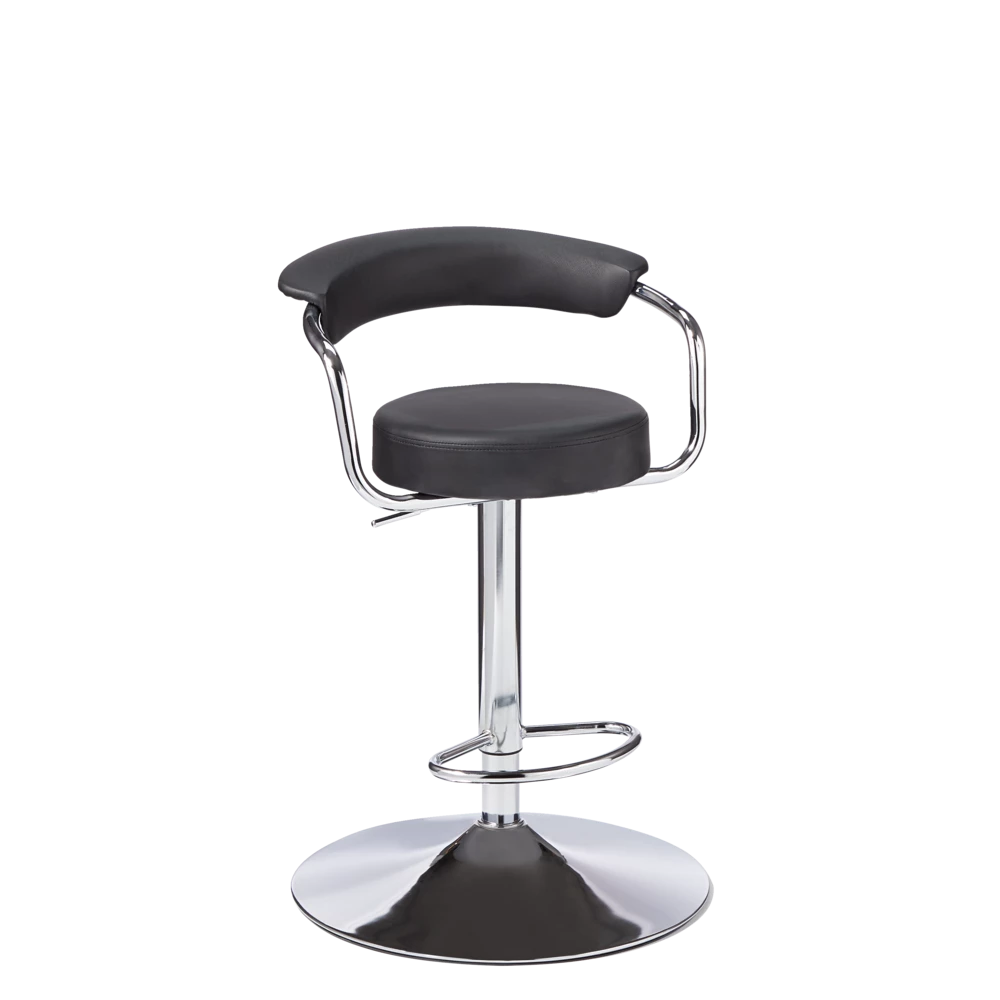 FOR LIVING Adjustable Bar Stool With Curved Backrest, Black - Image 4