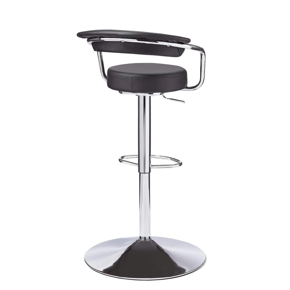FOR LIVING Adjustable Bar Stool With Curved Backrest, Black - Image 6