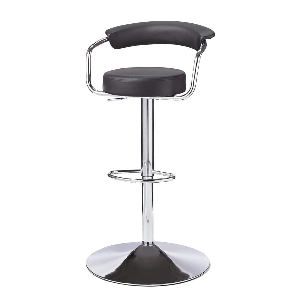 FOR LIVING Adjustable Bar Stool With Curved Backrest, Black - Image 3