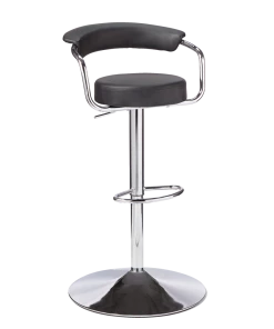 FOR LIVING Adjustable Bar Stool With Curved Backrest, Black