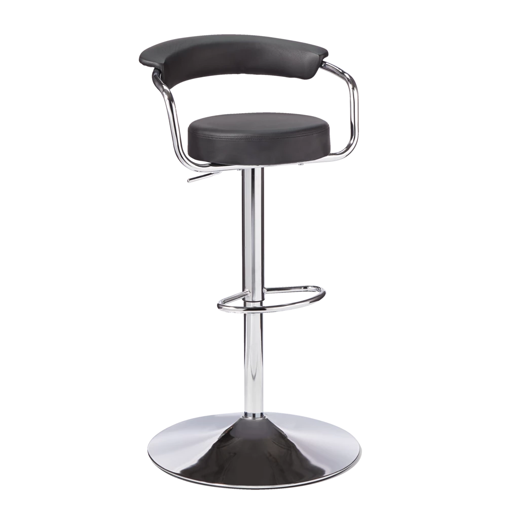 FOR LIVING Adjustable Bar Stool With Curved Backrest, Black