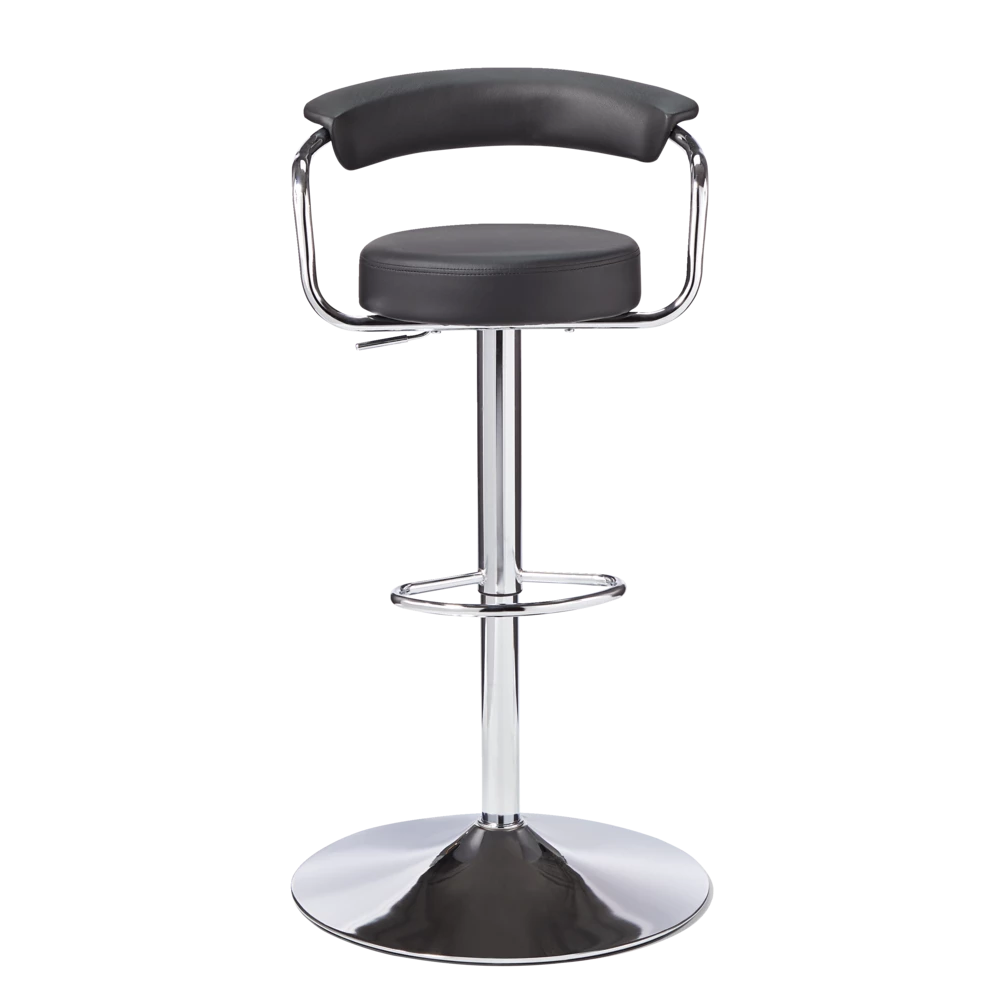 FOR LIVING Adjustable Bar Stool With Curved Backrest, Black - Image 5