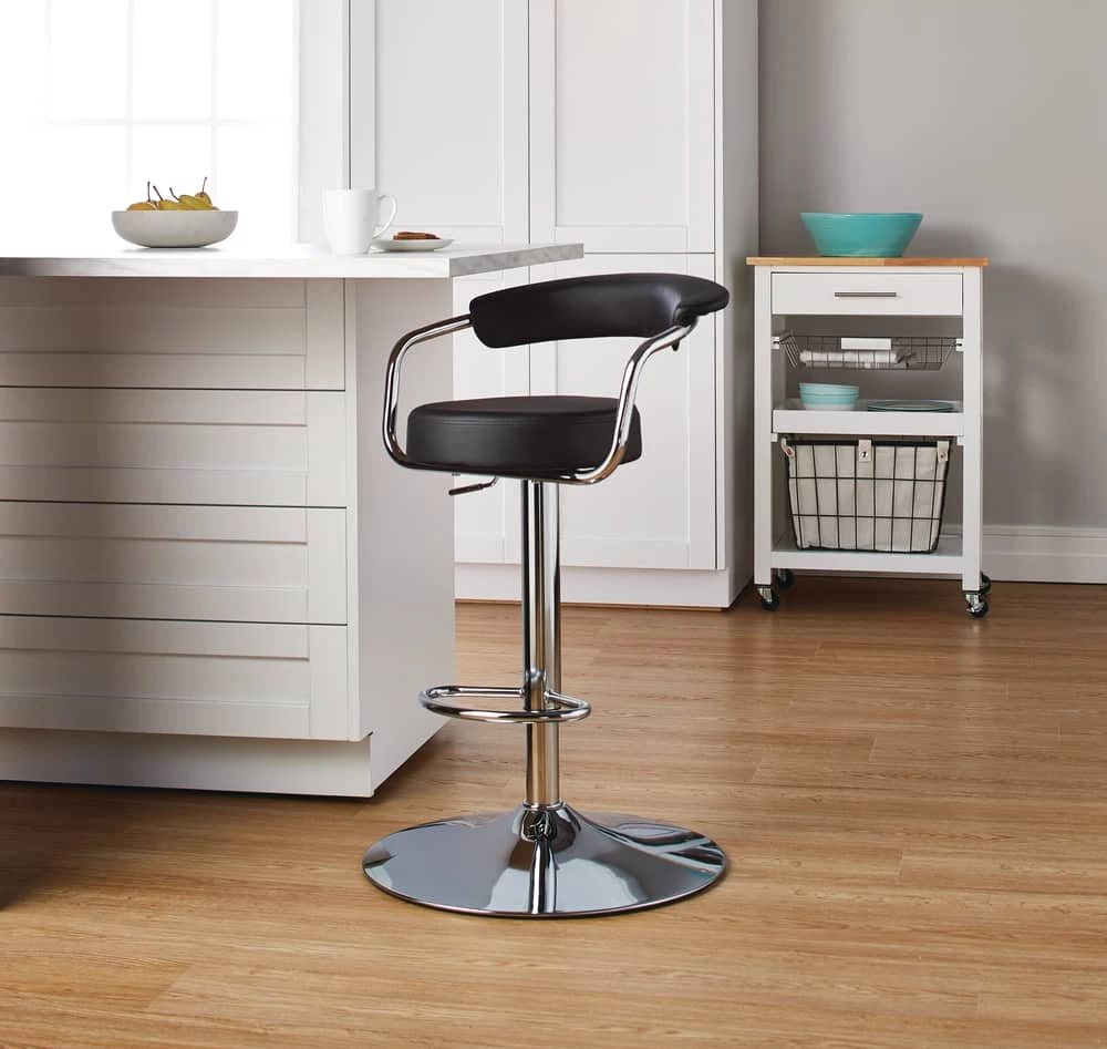 FOR LIVING Adjustable Bar Stool With Curved Backrest, Black - Image 8