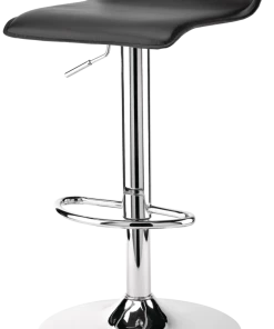 For Living Chrome & PU Leather Counter/Bar Stool Adjustable Height, Black