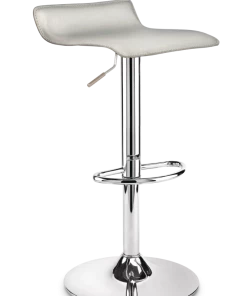 For Living Chrome & PU Leather Counter/Bar Stool Adjustable Height, White