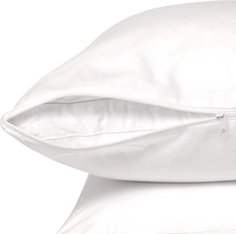 For Living Allergen Shield 100% Cotton Zippered Pillow Protector, White, 2-pk - Image 3