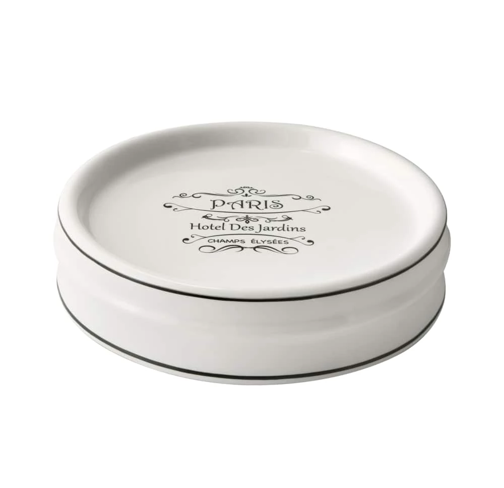 For Living Apothecary Ceramic Soap Dish, White