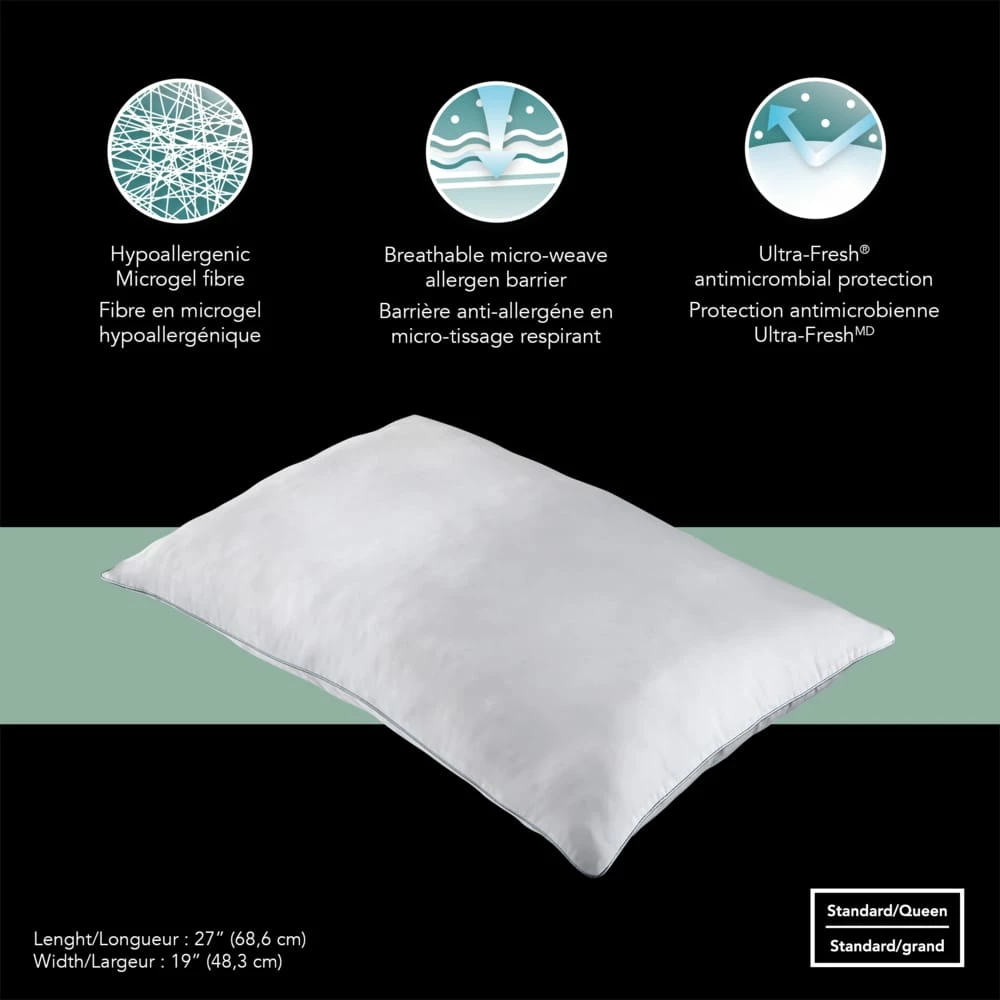 For Living Jumbo Asthma & Allergy Friendly Polyester Pillow, Standard/Queen, 27-in X 19-in - Image 3