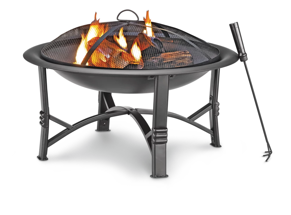 For Living Augusta Round Wood Burning Outdoor Fire Bowl/Fire Pit W/ Fireplace Poker, 29.5 X 19-in - Image 6