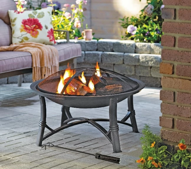 For Living Augusta Round Wood Burning Outdoor Fire Bowl/Fire Pit W/ Fireplace Poker, 29.5 X 19-in - Image 11