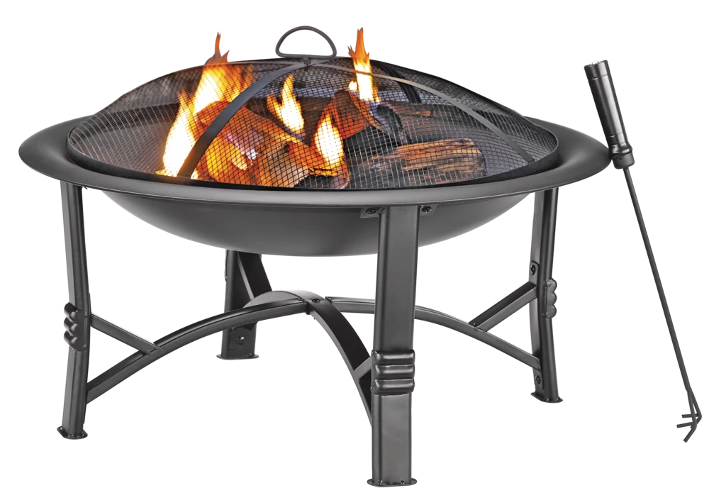For Living Augusta Round Wood Burning Outdoor Fire Bowl/Fire Pit W/ Fireplace Poker, 29.5 X 19-in - Image 7