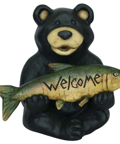 For Living Welcome Bear Statue & Lawn Ornament, 15.75-in, Multi-Colour