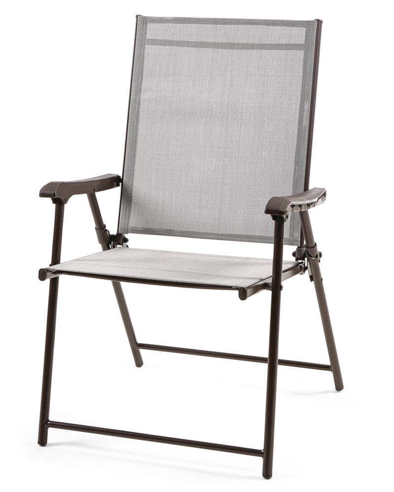 For Living Bluebay Sling Folding Outdoor Patio Accent Chair, Grey, 25x24x37-in