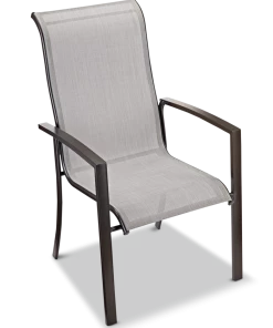 For Living Bluebay Sling Steel Outdoor Patio Accent Chair, Grey, 29x24x40-in